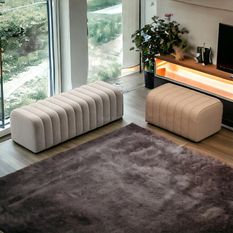 Modern Look Cute Fabric Ottoman Bench for Living Room Office Bedroom