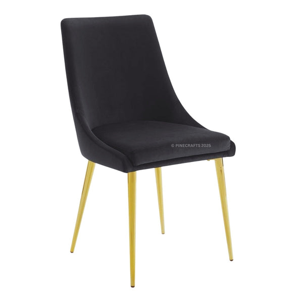 Black chair with gold legs on a white background
