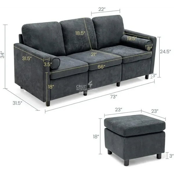 Modern and Sleek Sectional Sofa CRUZ INTERNATIONAL