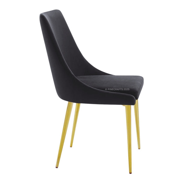 Black chair with gold legs on a white background