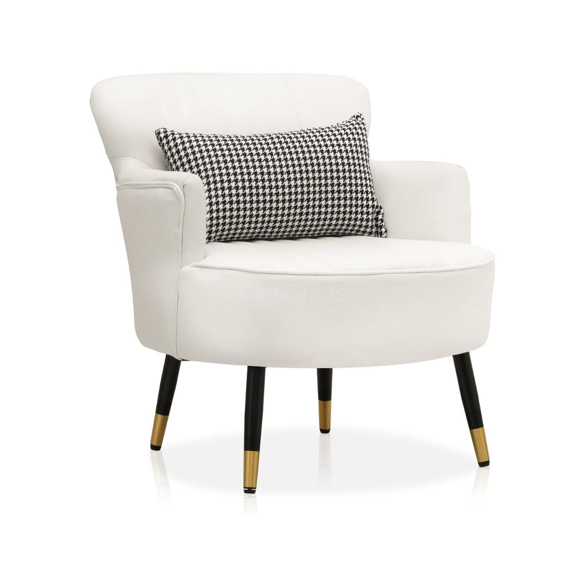Modern Living Room Armchair | Single Seater Sofa | Comfortable Wooden Chair for Home Furniture (Cream)