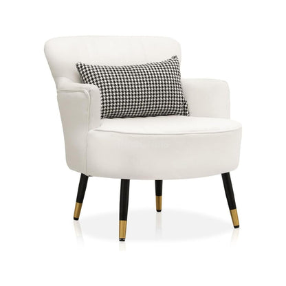 Modern Living Room Armchair | Single Seater Sofa | Comfortable Wooden Chair for Home Furniture (Cream)