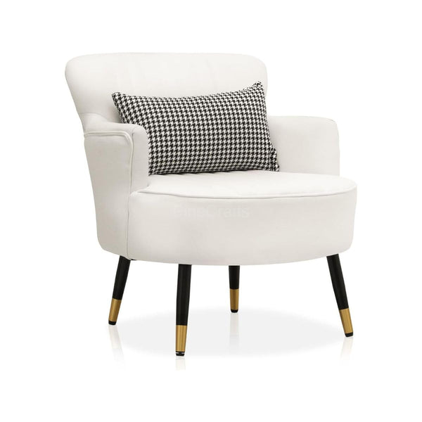 Modern Living Room Armchair | Single Seater Sofa | Comfortable Wooden Chair for Home Furniture (Cream)
