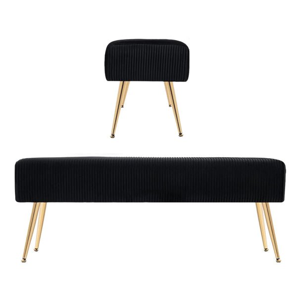 PineCrafts Velvet Settee & Bench - Durable Solid Wood Frame - Ideal for Living Room & Bedroom Decor (Master Black)