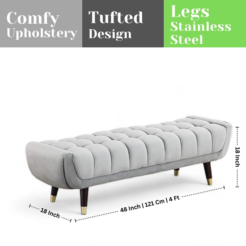 Modern Velvet Settee & Bench - Sturdy Solid Wood Frame - Perfect for Living Room & Entryway