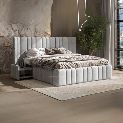 Premium Velvet Upholstered Queen Bed