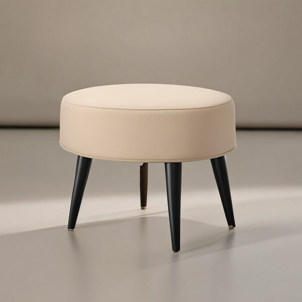 PineCrafts Circle Puffy Ottoman (Beige+Black) - Ottoman - CRUZ INTERNATIONAL - Furniture Store