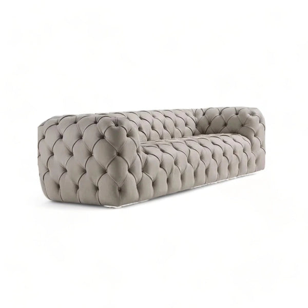 Button Tufted Design Cute Look 3 Seater Fabric Sofa - Table - CRUZ INTERNATIONAL - Furniture Store