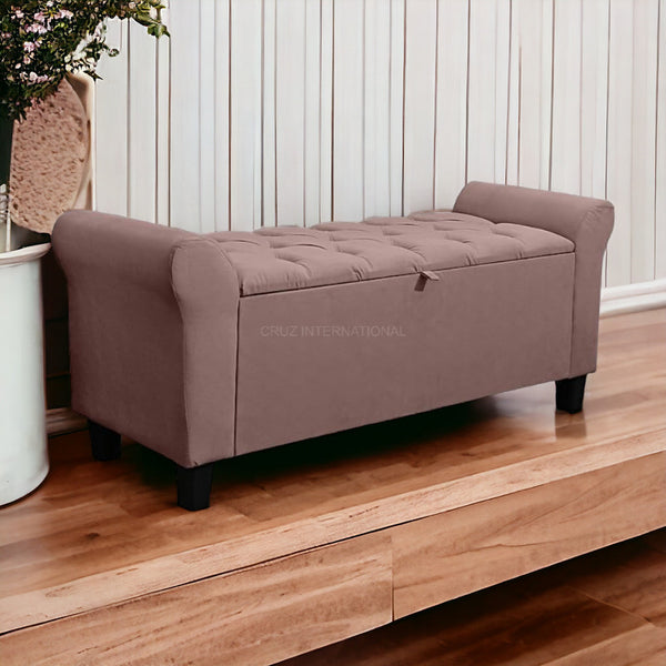 Velvet Fabric Ottoman Bench Couch with storage - Ottoman - CRUZ INTERNATIONAL - Furniture Store