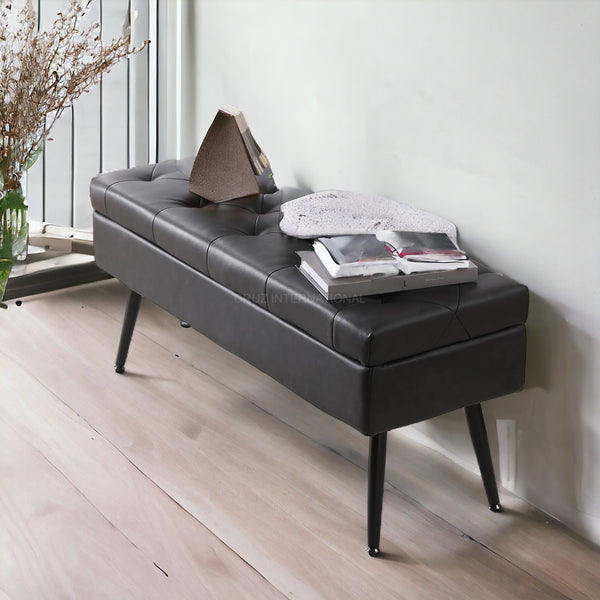 Chic Ottoman Bench with Generous Storage - Bench - CRUZ INTERNATIONAL - Furniture Store