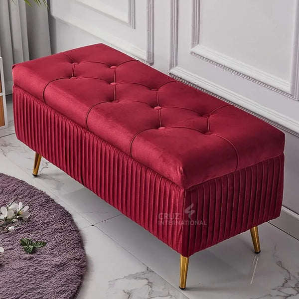 Modern 2-Seater Upholstered Ottoman Settee Couch Bench Pouffe Footstool - Ottoman - CRUZ INTERNATIONAL - Furniture Store