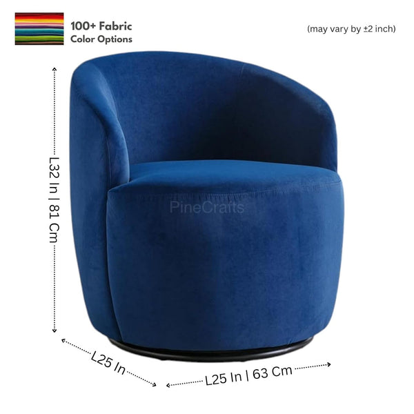 PineCrafts Space-Saving Accent Chair | Modern Wooden Living Room Armchair for Small Apartments (Sapphire Serenity)
