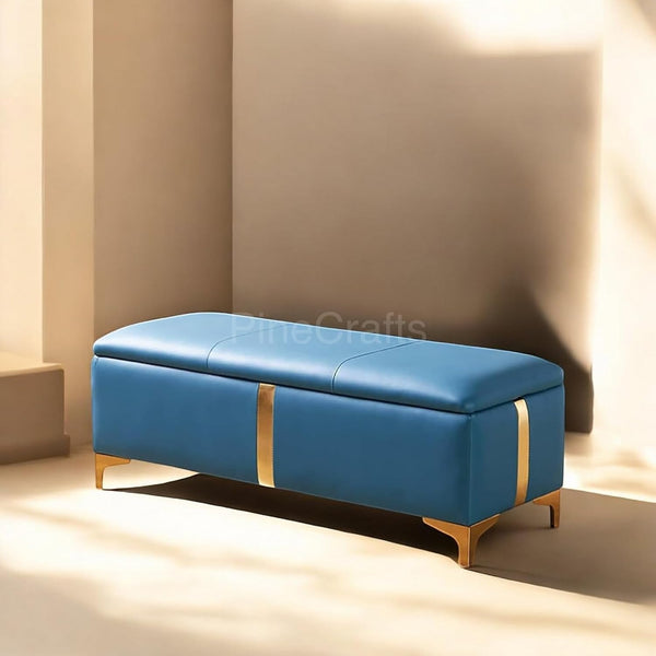 PineCrafts Stylish Ottoman Settee Bench | Fabric Upholstery | Storage, Seating, and Footrest for Living Room & Bedroom (Firoze)