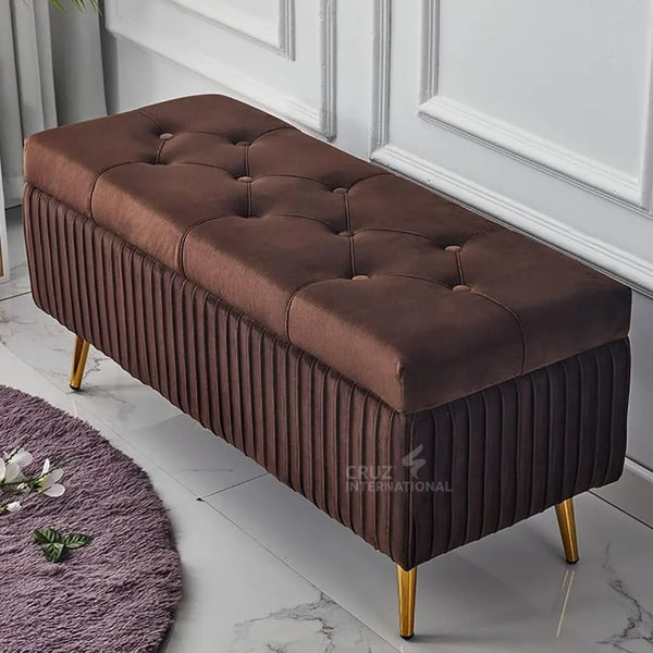 Modern 2-Seater Upholstered Ottoman Settee Couch Bench Pouffe Footstool - Ottoman - CRUZ INTERNATIONAL - Furniture Store