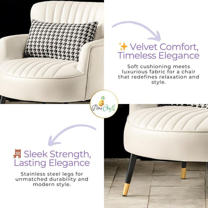 Modern Living Room Armchair | Single Seater Sofa | Comfortable Wooden Chair for Home Furniture (Cream)