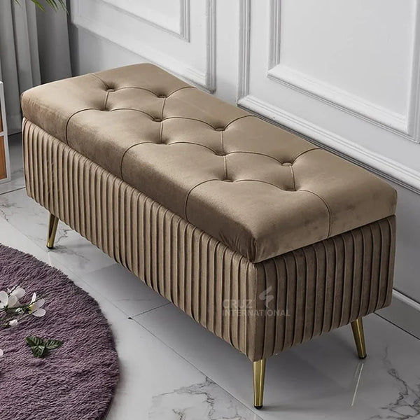 Modern 2-Seater Upholstered Ottoman Settee Couch Bench Pouffe Footstool - Ottoman - CRUZ INTERNATIONAL - Furniture Store