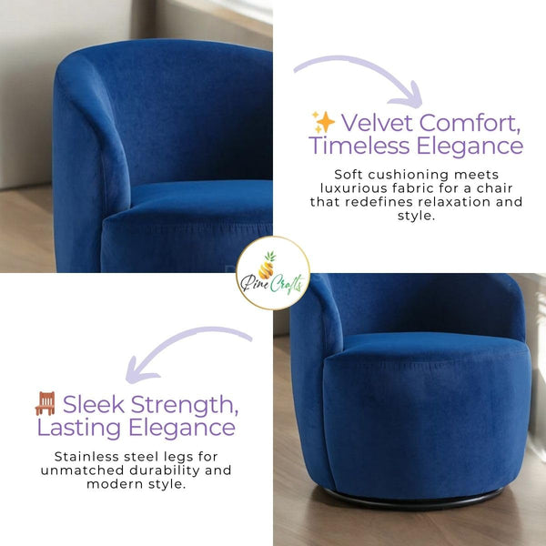 PineCrafts Space-Saving Accent Chair | Modern Wooden Living Room Armchair for Small Apartments (Sapphire Serenity)