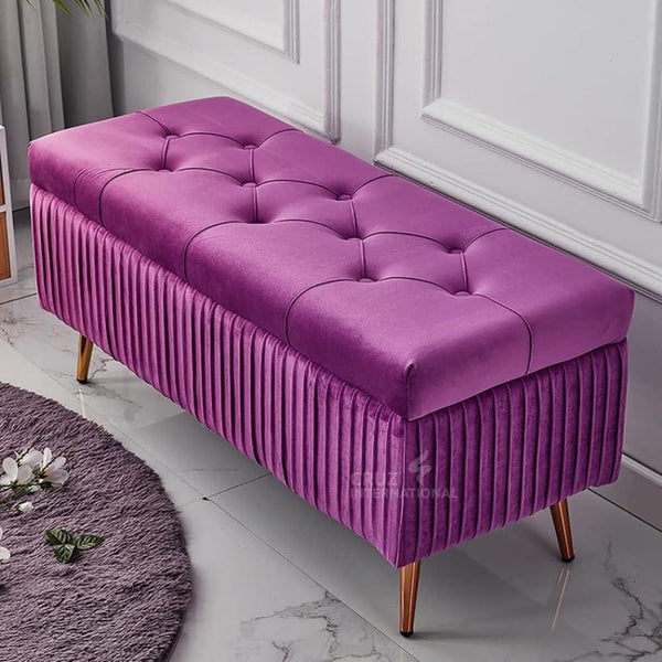 Modern 2-Seater Upholstered Ottoman Settee Couch Bench Pouffe Footstool - Ottoman - CRUZ INTERNATIONAL - Furniture Store