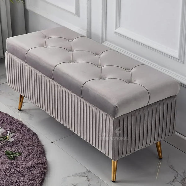 Modern 2-Seater Upholstered Ottoman Settee Couch Bench Pouffe Footstool - Ottoman - CRUZ INTERNATIONAL - Furniture Store