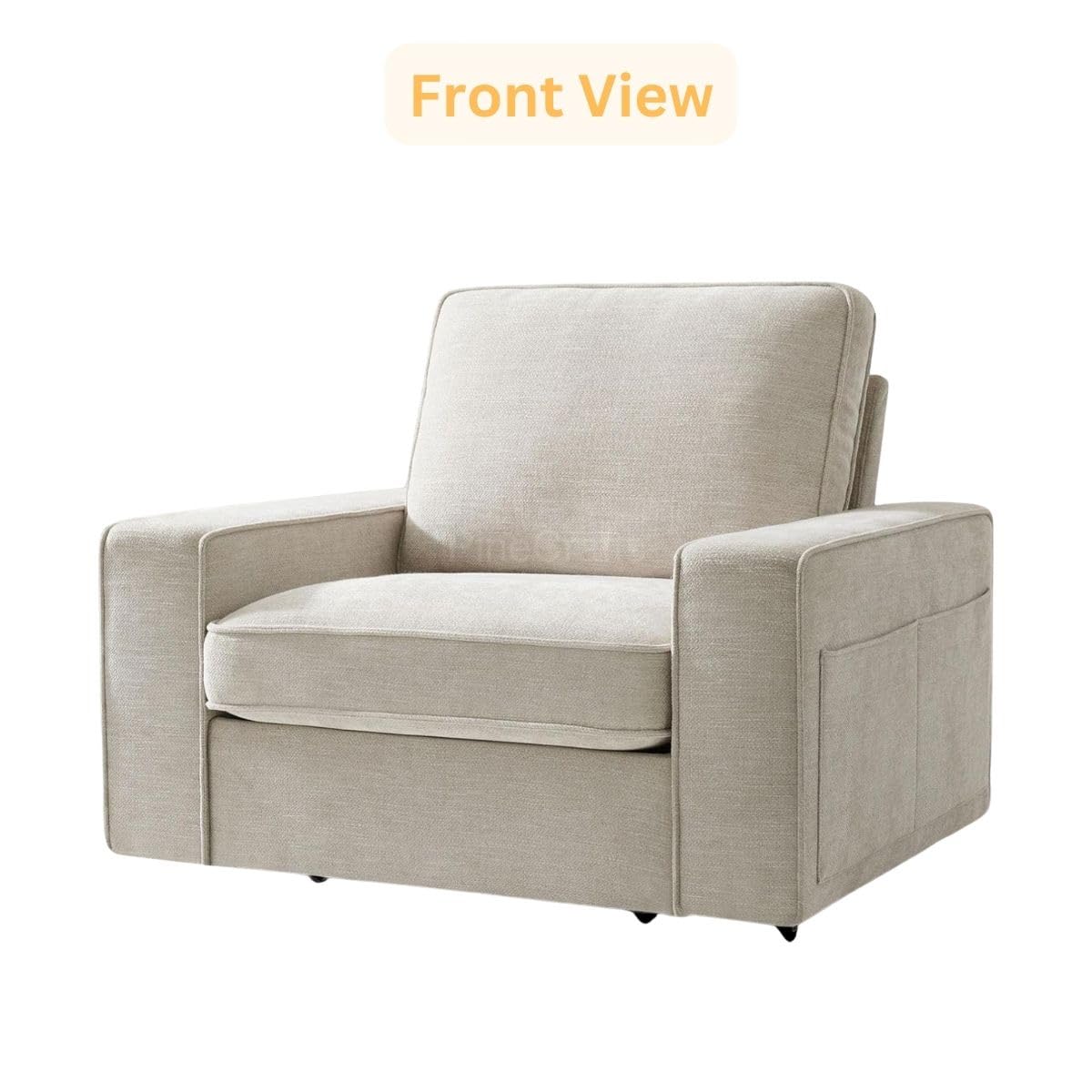 Luxury Upholstered Living Room Chair | Compact Armchair | Stylish Furniture for Home Decor (Beige)