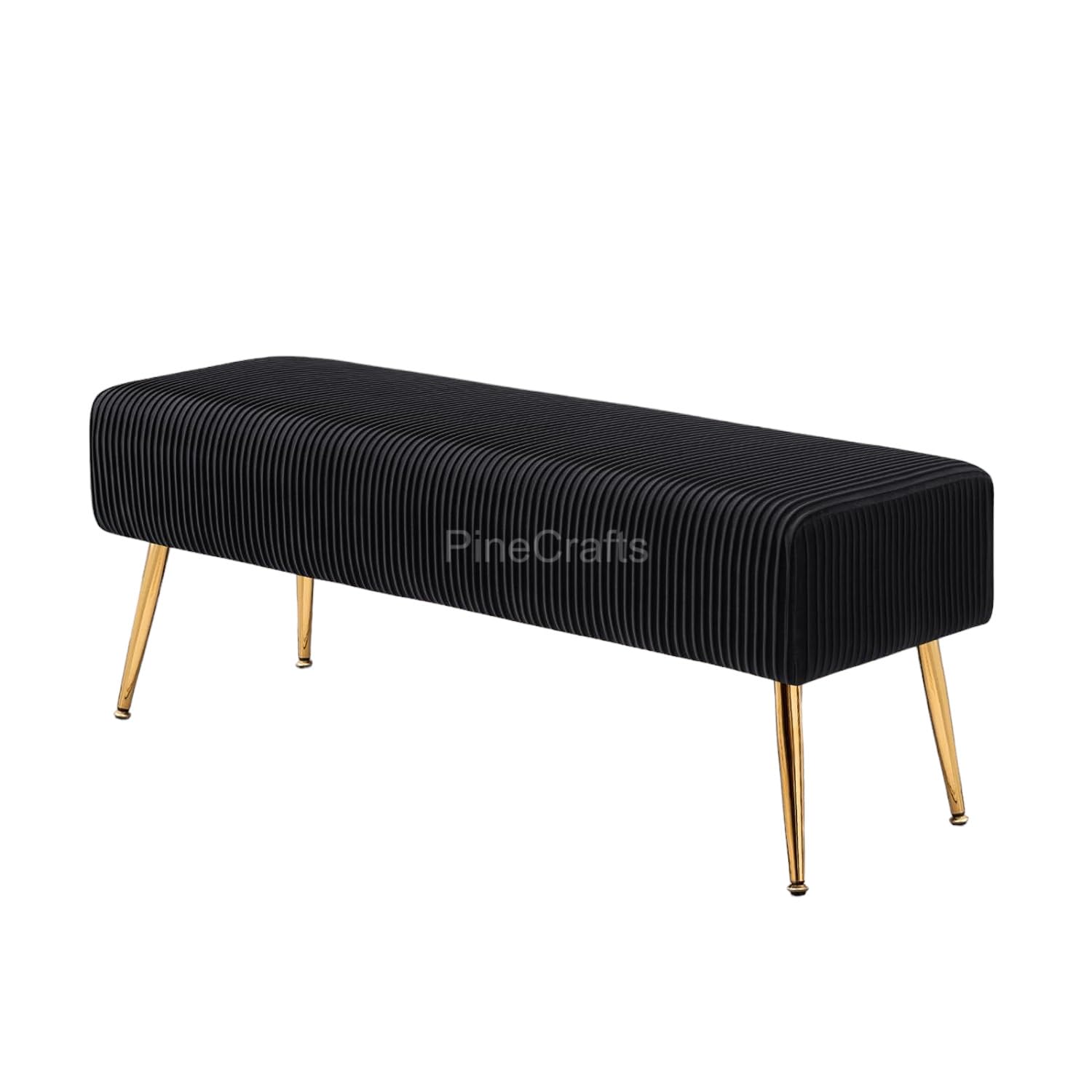 PineCrafts Velvet Settee & Bench - Durable Solid Wood Frame - Ideal for Living Room & Bedroom Decor (Master Black)