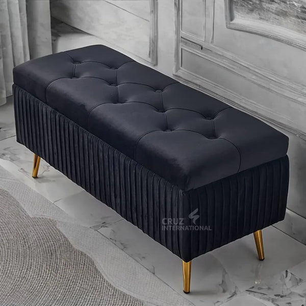 Modern 2-Seater Upholstered Ottoman Settee Couch Bench Pouffe Footstool - Ottoman - CRUZ INTERNATIONAL - Furniture Store