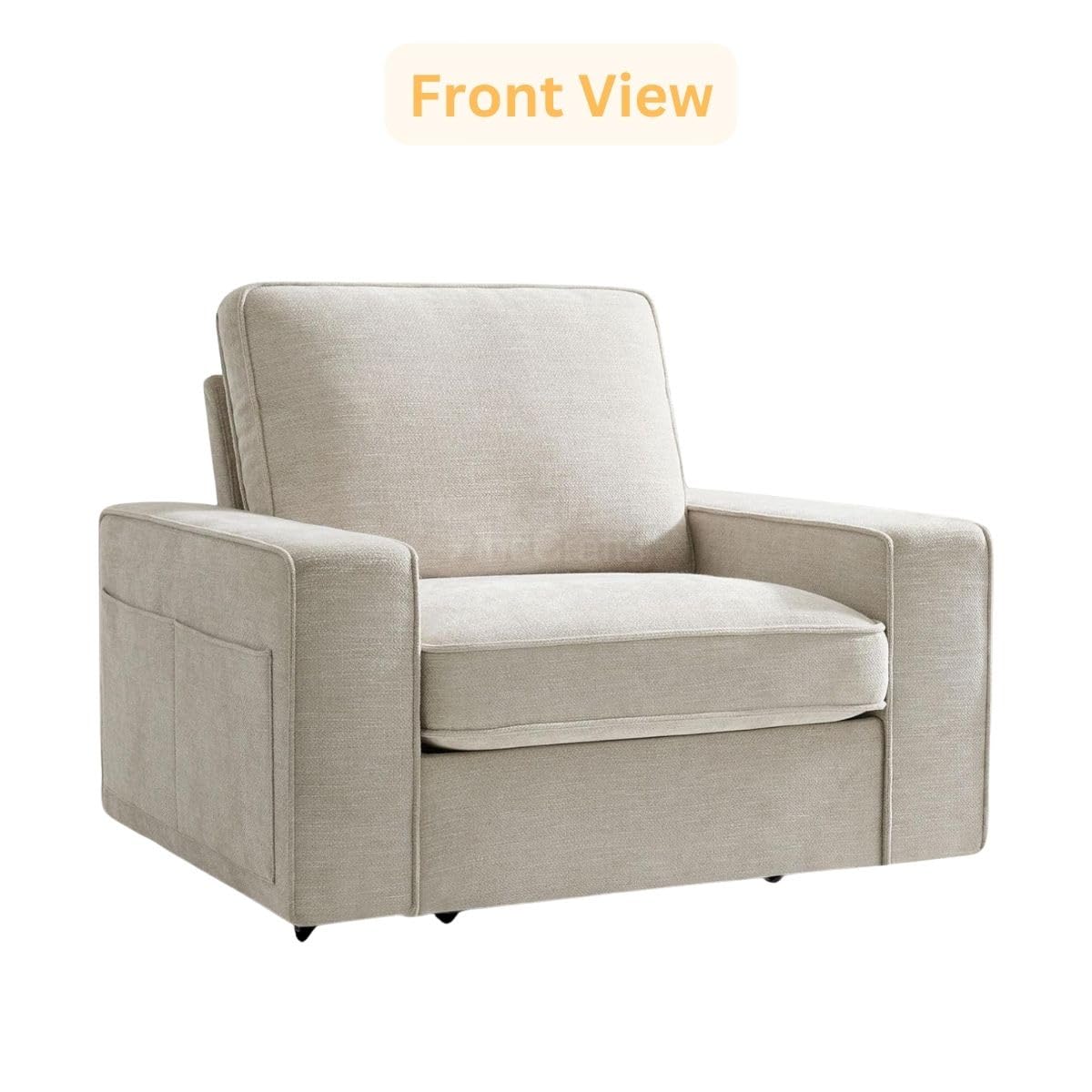 Luxury Upholstered Living Room Chair | Compact Armchair | Stylish Furniture for Home Decor (Beige)