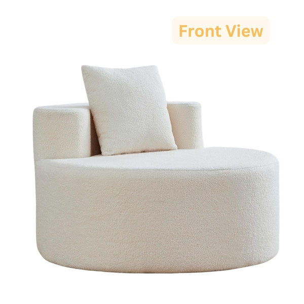 PineCrafts Premium Mid-Century Living Room Armchair | Comfortable Single Seater Wooden Chair (White)