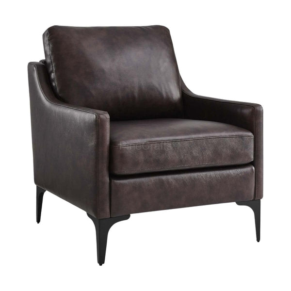 PineCrafts Mid-Century Modern Wooden Armchair | Comfortable Living Room Chair for Home Decor (Cocoa Luxe)