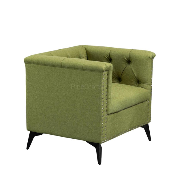 PineCrafts Compact Living Room Chair | Space-Saving Single Seater Armchair for Modern Homes (Green)
