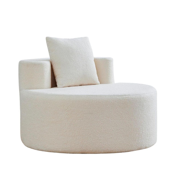 PineCrafts Premium Mid-Century Living Room Armchair | Comfortable Single Seater Wooden Chair (White)