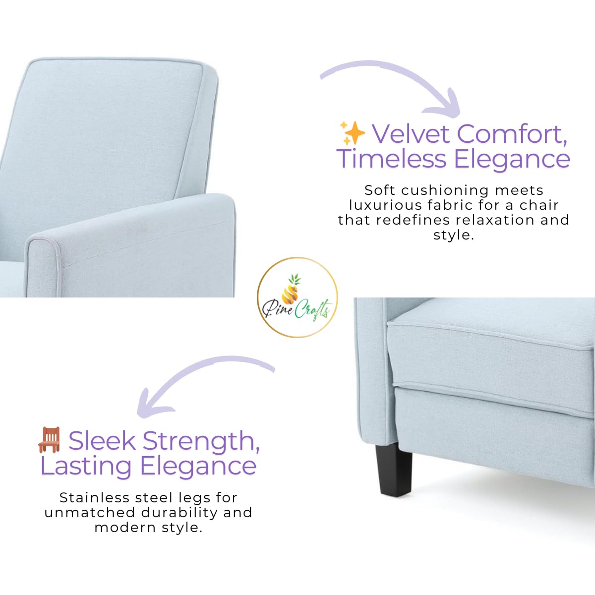 Modern Wooden Living Room Chair | Compact Single Seater Sofa | Comfortable Home Furniture (Sky Blue)