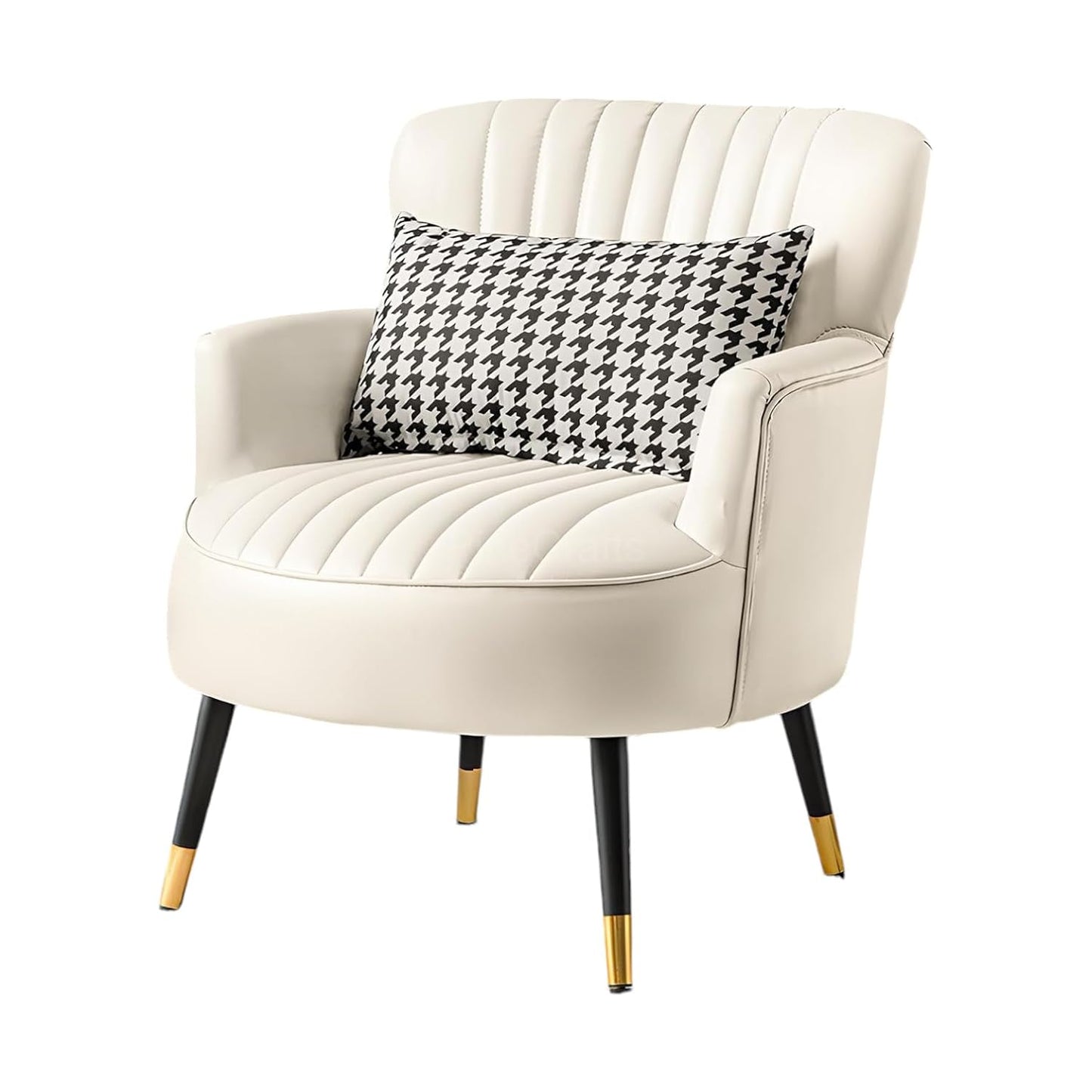 Modern Living Room Armchair | Single Seater Sofa | Comfortable Wooden Chair for Home Furniture (Cream)