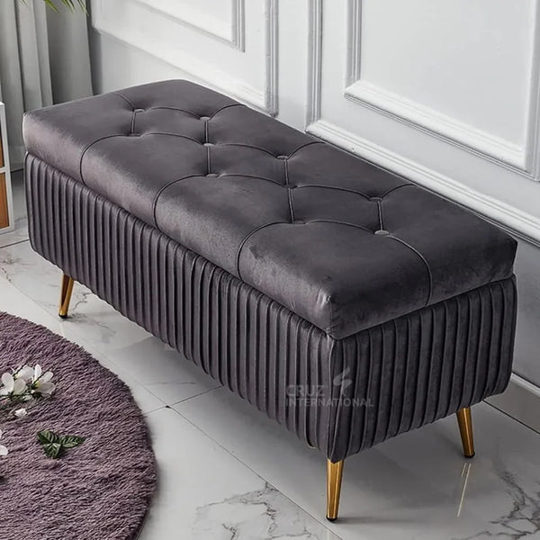 Modern 2-Seater Upholstered Ottoman Settee Couch Bench Pouffe Footstool - Ottoman - CRUZ INTERNATIONAL - Furniture Store