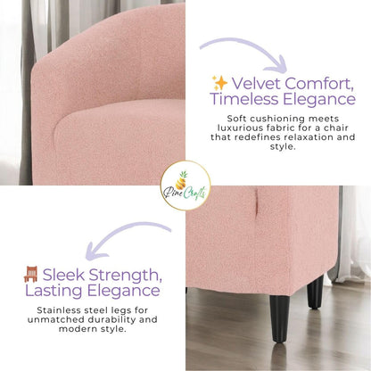 PineCrafts Compact and Durable Living Room Chair | Stylish Wooden Accent Chair for Home (Rosegold)