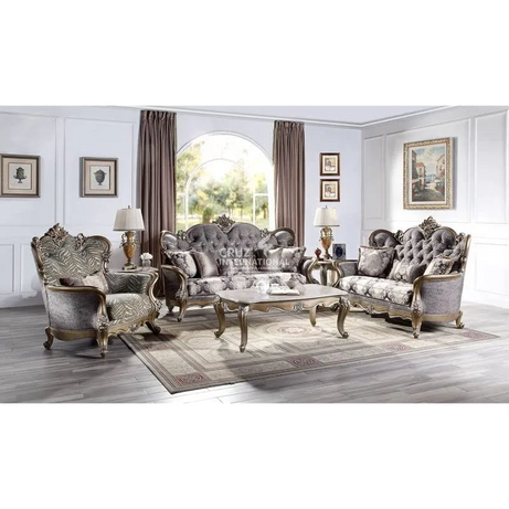 Luxury Carving Work Teakwood Sofa (6 Seater with Table) CRUZ INTERNATIONAL