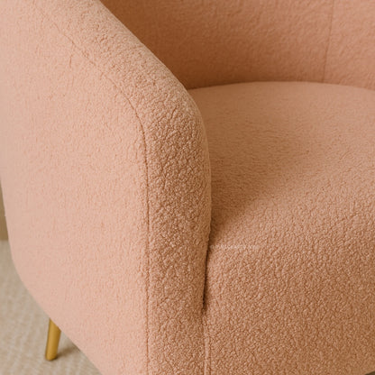 Close-up of a textured pink chair with a blurred background