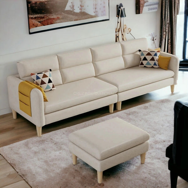 Retro Cute Look 3 Seater L Shape Fabric Sofa - Table - CRUZ INTERNATIONAL - Furniture Store