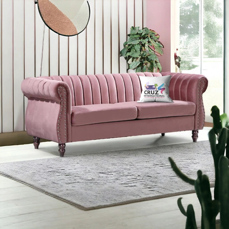 Royal Fabric 3 Seater Sofa Couch for Your Living Room, Office (Rosegold)