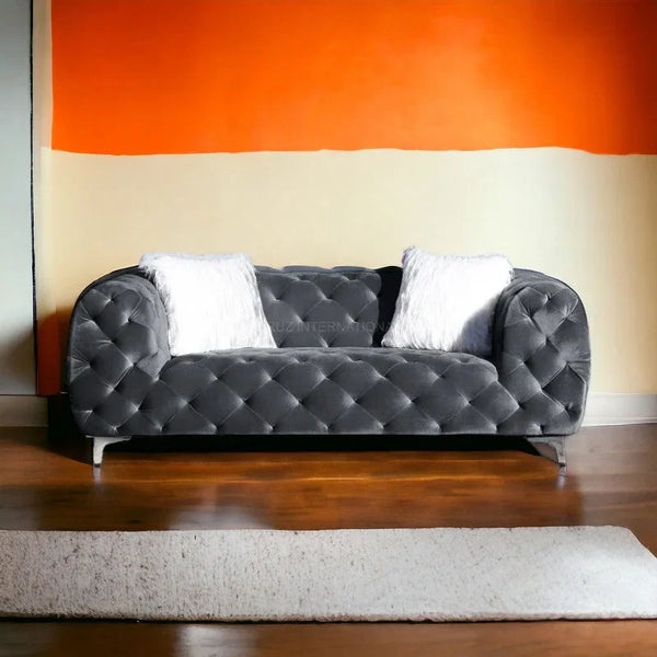 Button Tufted Design 3+1 Seater Fabric Sofa - Table - CRUZ INTERNATIONAL - Furniture Store