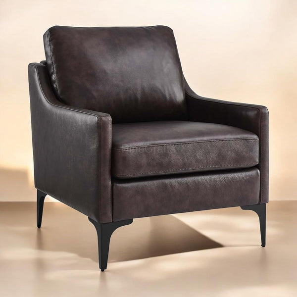 PineCrafts Mid-Century Modern Wooden Armchair | Comfortable Living Room Chair for Home Decor (Cocoa Luxe)