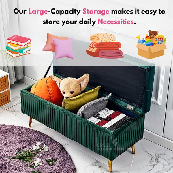 Modern 2-Seater Upholstered Ottoman Settee Couch Bench Pouffe Footstool - Ottoman - CRUZ INTERNATIONAL - Furniture Store
