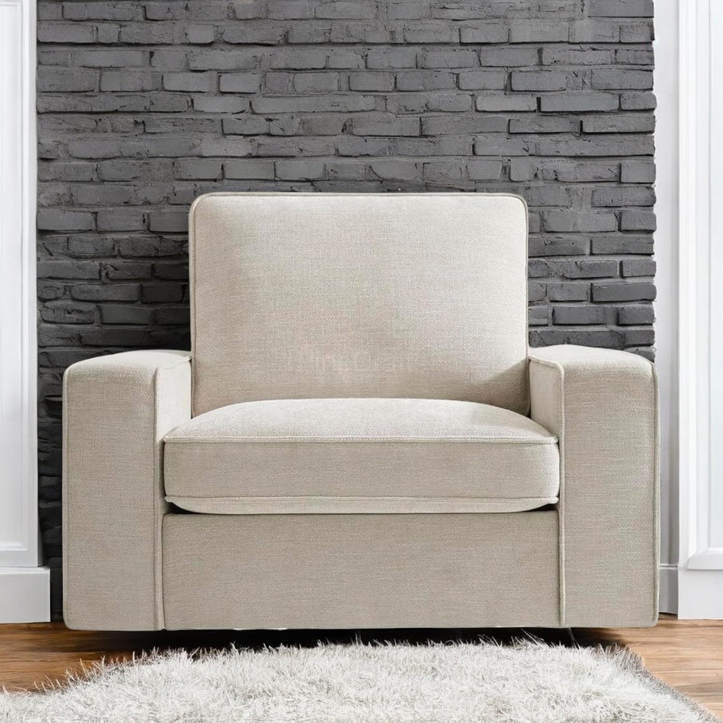 Luxury Upholstered Living Room Chair | Compact Armchair | Stylish Furniture for Home Decor (Beige)