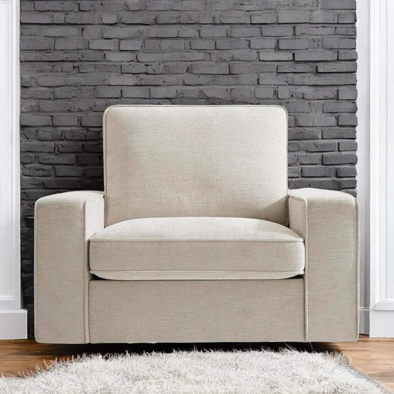 Luxury Upholstered Living Room Chair | Compact Armchair | Stylish Furniture for Home Decor (Beige)