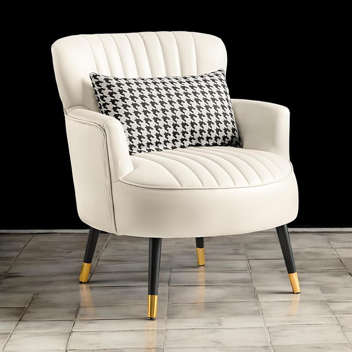 Modern Living Room Armchair | Single Seater Sofa | Comfortable Wooden Chair for Home Furniture (Cream)