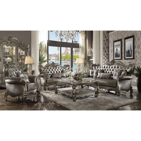 Luxury Carved Teakwood Dark Sofa (6 Seater with Table) CRUZ INTERNATIONAL