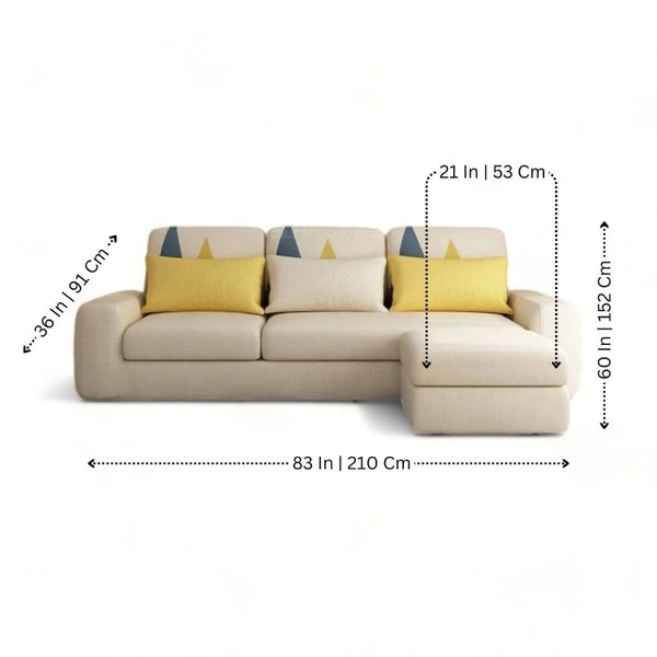 Modern Cute Look 4 Seater L Shape Fabric Sofa - Sofa - CRUZ INTERNATIONAL - Furniture Store