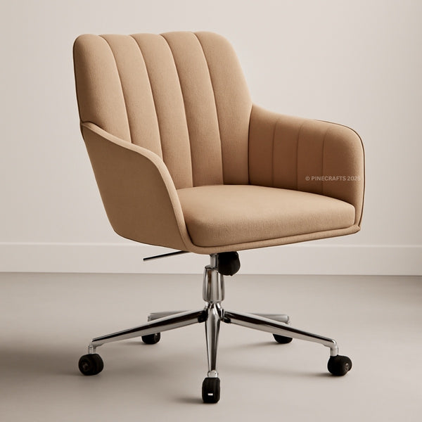 Beige office chair with a modern design on a plain background