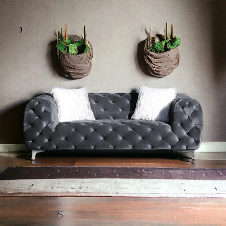 Modern Button Tufted Design Cute Look 3+1 Seater Fabric Sofa Set for Your Living Room
