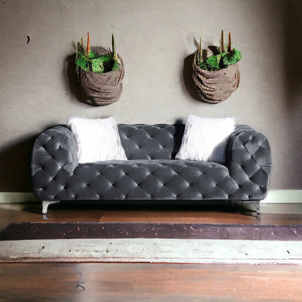 Button Tufted Design 3+1 Seater Fabric Sofa - Table - CRUZ INTERNATIONAL - Furniture Store